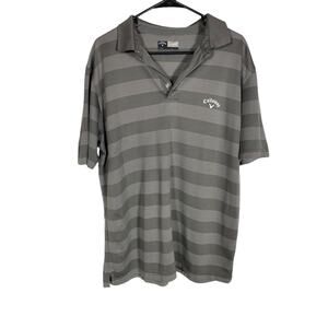 Men's Gray Striped Calloway Opti-dri Golf Polo Size Large